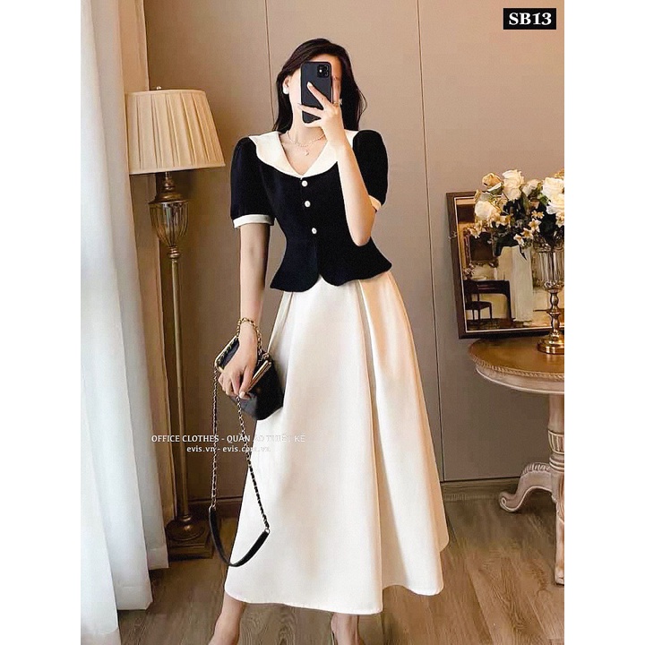 Set áo dáng pelum chân váy dài sang chảnh SB13