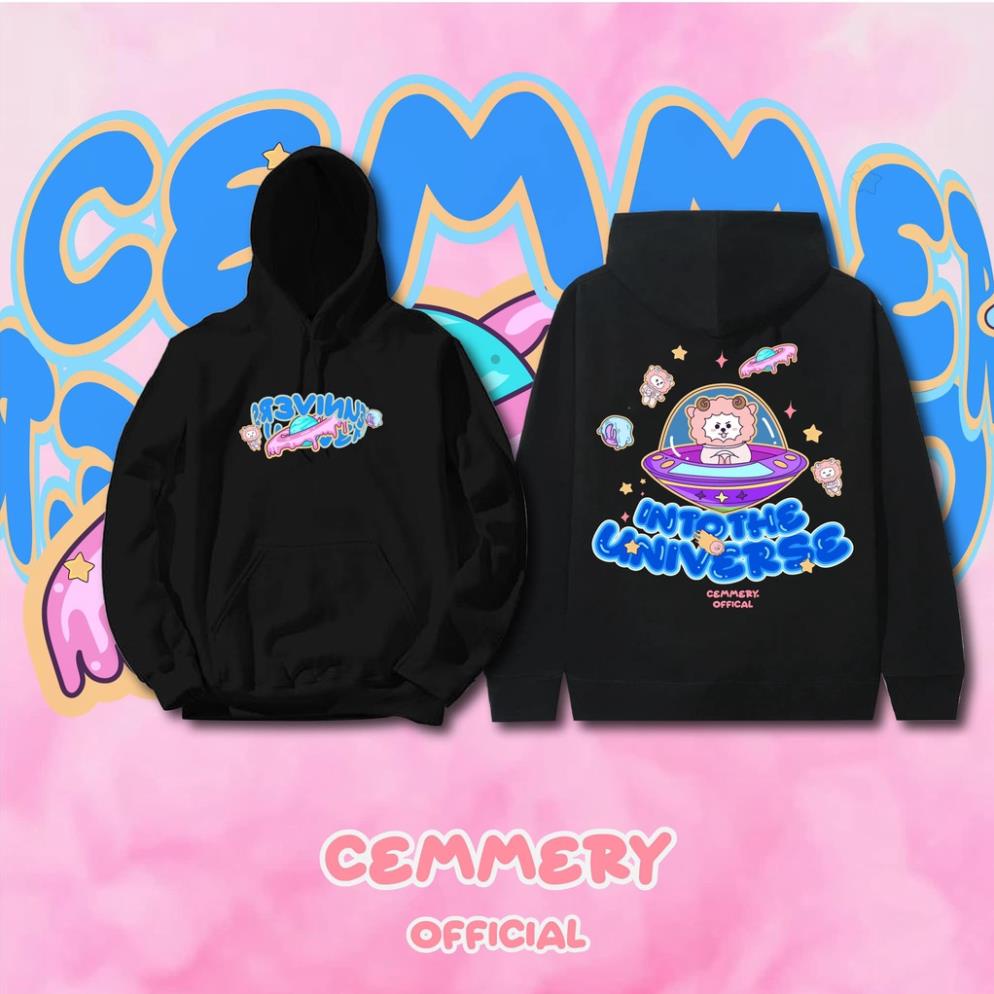 Áo hoodie Unisex basic đen Into the Universe oversize (N334)