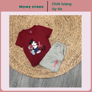 Đồ bộ cho bé trai bé gái chất thun cotton mặc nhà cộc tay in hình chuột Mickey size đại 15 đến 40kg