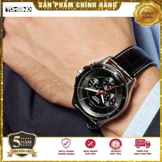 Đồng hồ nam Casio MTP-1374L-1AVDF 6 Kim - Dây da màu đen- Hàng Chính Hãng,Có Team Chống Hàng Giả,Giấy BH Casio