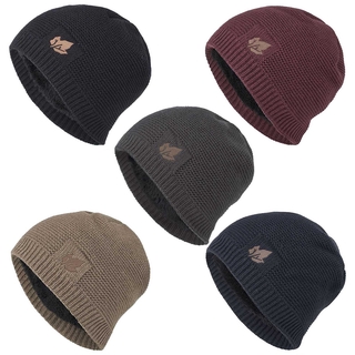 Mũ Mùa Đông Nam Dệt Kim Beanies Ấm Bonnet Mũ Baggy Lá Phong Làm Dày Lông Mùa Đông Mũ Dành Cho Nam