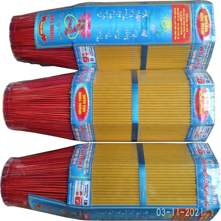 Nhang thơm Nhãn xanh đại THÀNH TÂM bó lục giác 721 cây 38cm