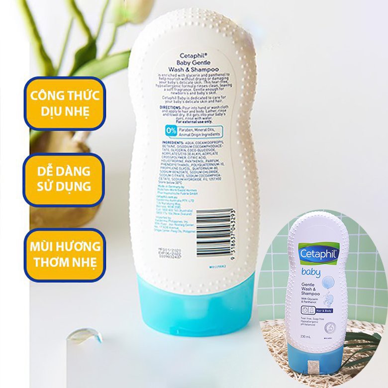 Sữa Tắm Gội Toàn Thân Cho Bé Sơ Sinh Cetaphil Baby Gentle Wash & Shampoo 230ml