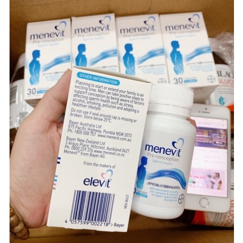 Viên uống Menevit Úc, lọ 30 viên và 90 viên
