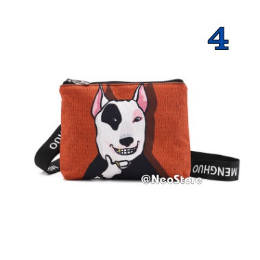 Túi đeo chéo unisex chữ nhật in hình thú cưng pet bag dễ thương