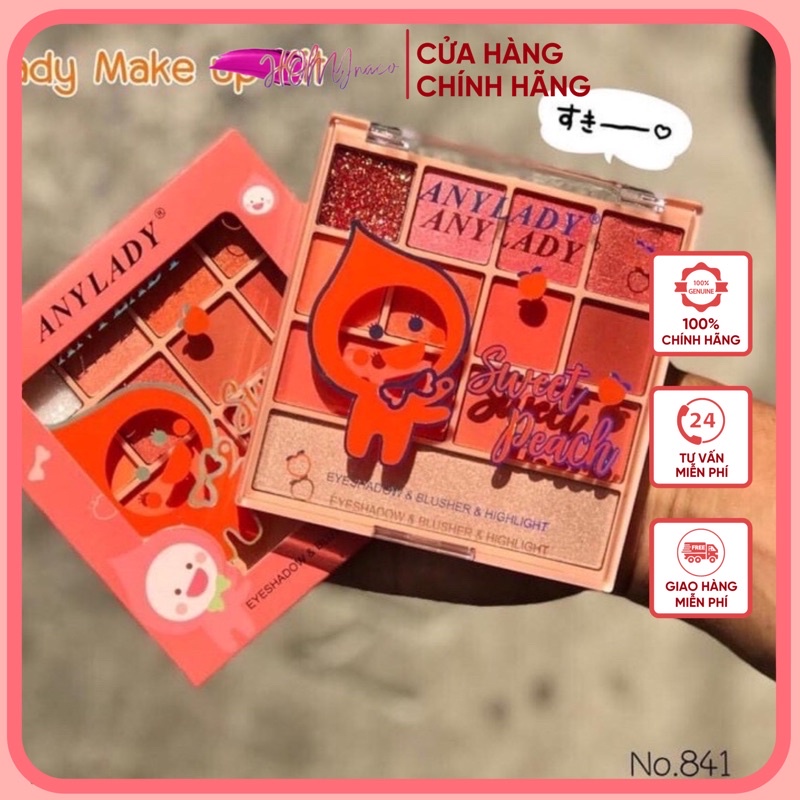 Bảng Phấn 11 Ô Phấn Mắt Kèm Phấn Má Và Phấn Nền Sweet Peach ANYLADY