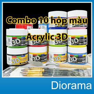 Combo 10 hộp màu acrylic 3d . màu nước