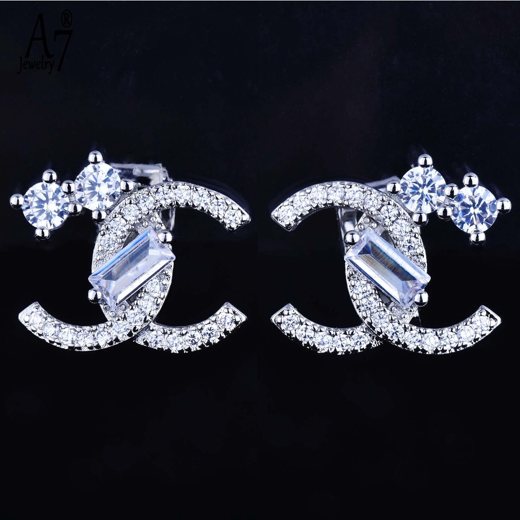 Bông tai bạc 925 hình chữ cái kiểu dáng thời trang