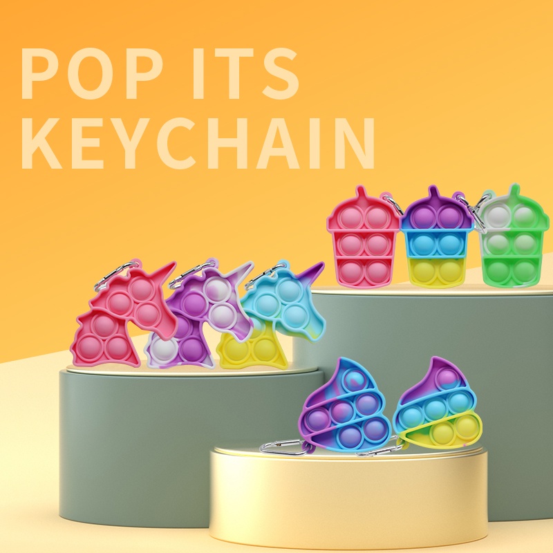 Push Pop Keychain cho trẻ em Người lớn HDY Dứa hai mặt Khủng long Kích thước nhỏ