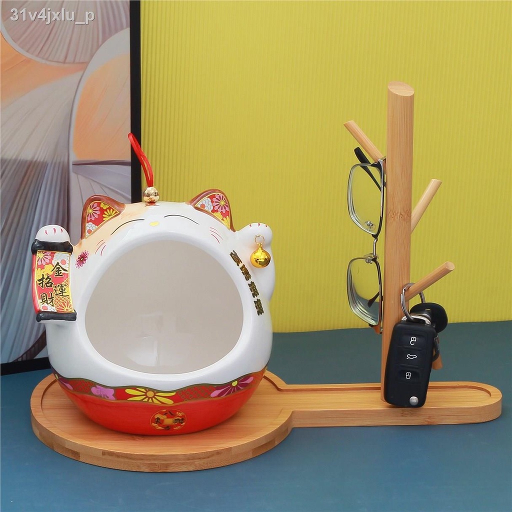 Đồ trang trí mèo may mắn lối vào sảnh chìa khóa lưu trữ mỹ phẩm hiện đại tối giản tủ TV trang trí máy tính để b