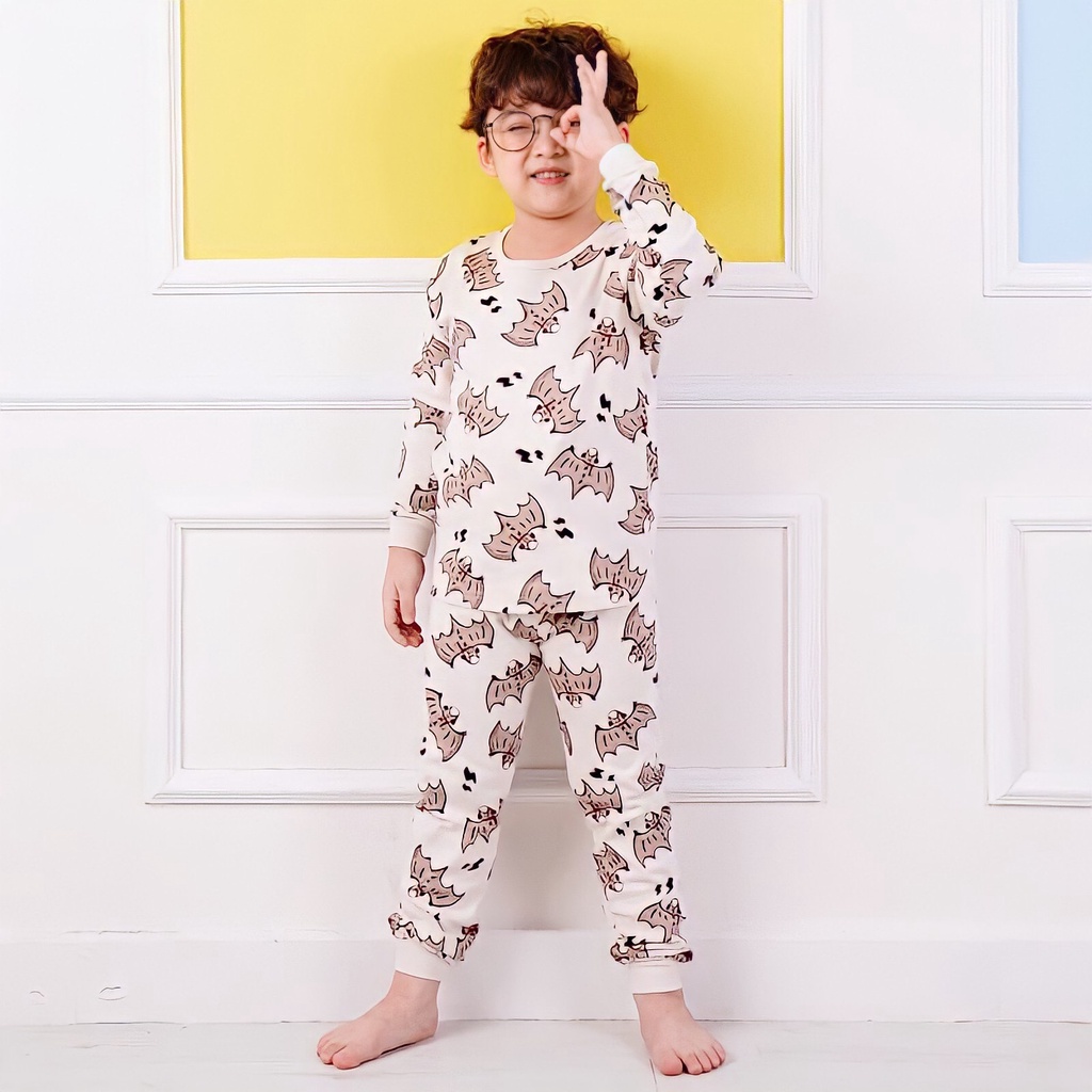 Đồ bộ quần áo dài tay cotton mùa thu đông cho bé trai và bé gái Unifriend Hàn Quốc U2021-d. Size 3, 4, 5, 6, 7, 8 tuổi