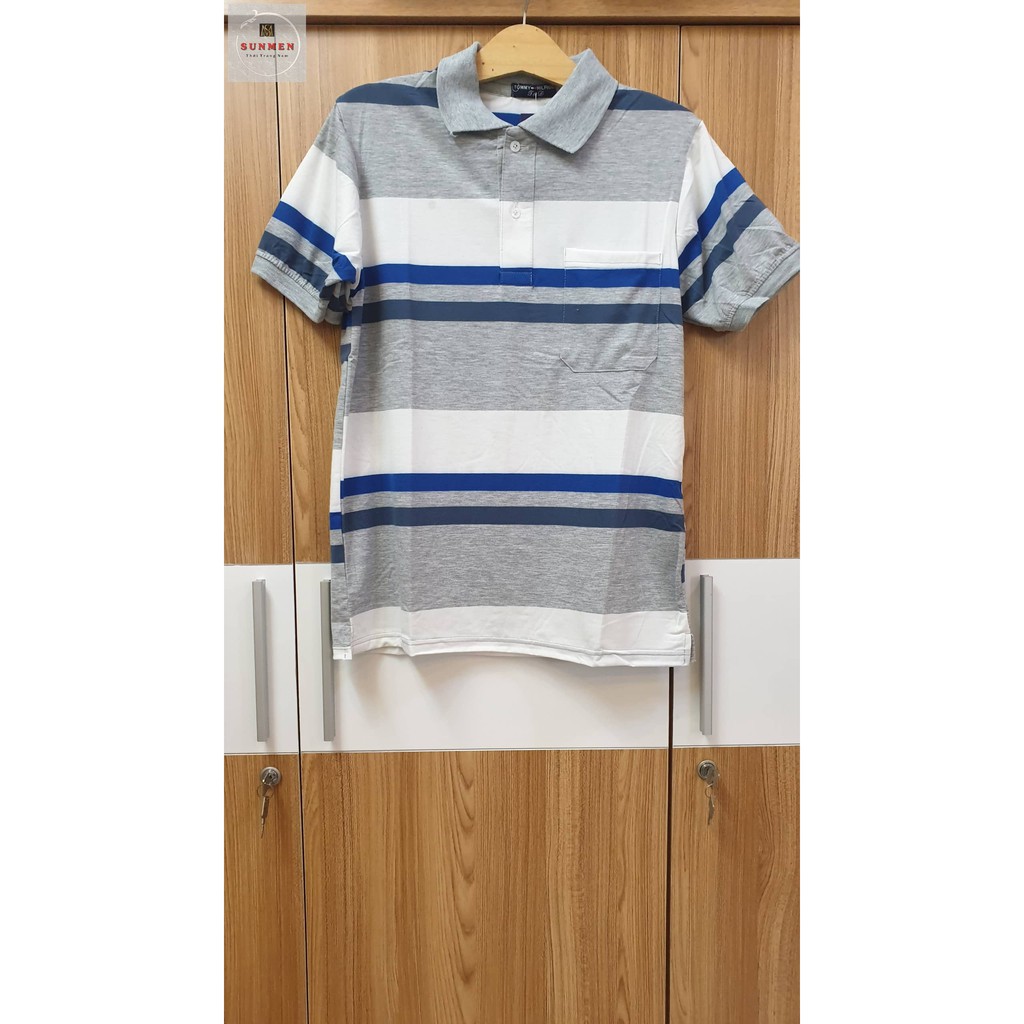 [HCM] Áo Thun Cổ Trụ Trung Niên From Rộng Tay Lỡ Sọc Ngang Thanh Lịch SUNMEN Size Từ 50 - 85kg | BigBuy360 - bigbuy360.vn