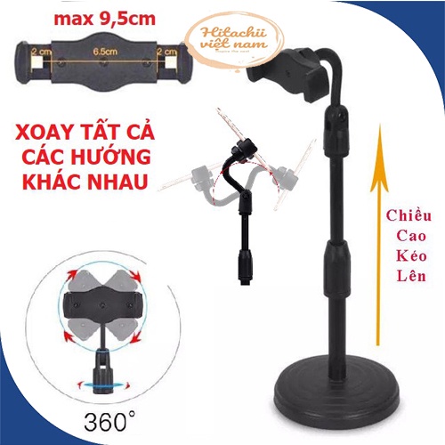 Giá đỡ điện thoại xoay 360 độ ổn định dùng để quay phim, Kẹp điện thoại đa năng