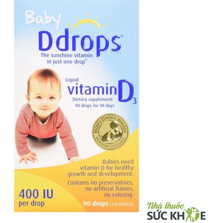 Baby Ddrops Vitamin D3 cho trẻ sơ sinh 90 giọt của Mỹ - Nhathuocsuckhoe