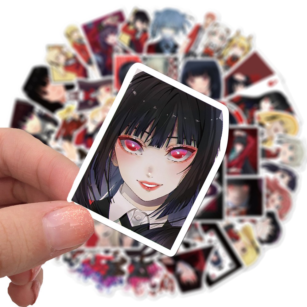 Miếng dán Sticker anime/manga Kakegurui trọn bộ 50 hình - In rõ ràng sắc nét khó tróc