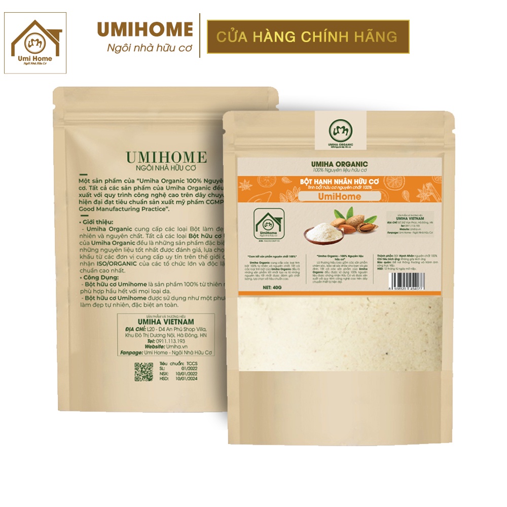 Bột đắp mặt nạ Hạnh Nhân nguyên chất UMIHOME 135G dưỡng da, ngăn ngừa mụn nám tàn nhang hiệu quả