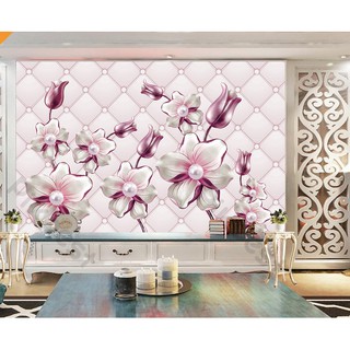 Tranh dán tường Hoa thủy tiên phong cách lãng mạn, tranh dán tường 3d hiện đại (tích hợp sẵn keo) MS803912