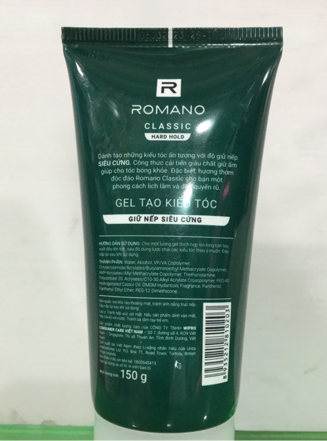 Gel tạo kiểu tóc ROMANO CLASSIC