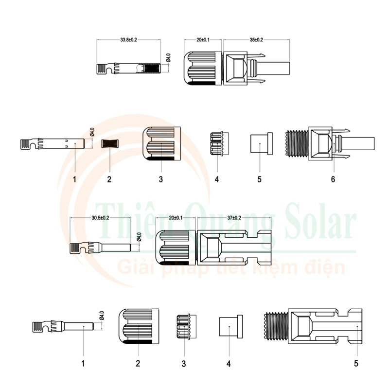Đầu nối MC4 1000V DC hãng LEADER