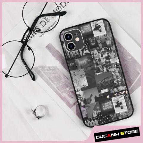 Ốp lưng iphone SAMSUNG hình Xám Cắt Dán Màu Đen Trắng Và Xám viền vuông  cho các dòng iPhone PAP20210985