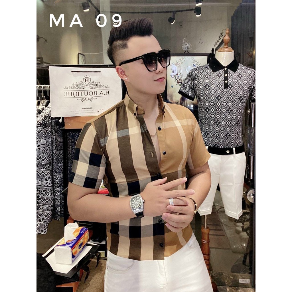 Sơ Mi Tay Ngắn nam Burberry 💥 SALE GIÁ SỐC 💥 với họa tiết caro giúp AE dễ phối đồ đi chơi và đi tiệc