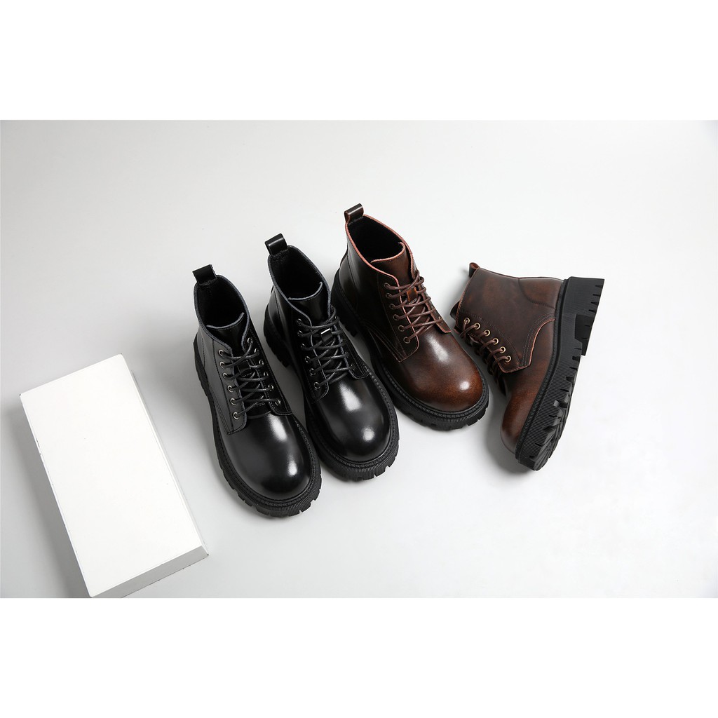 Original boots 6 lỗ xỏ đế cao - Boots da bò nữ