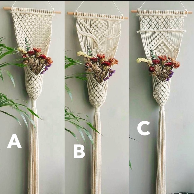 Rèm Macrame treo chậu hoa lên tường