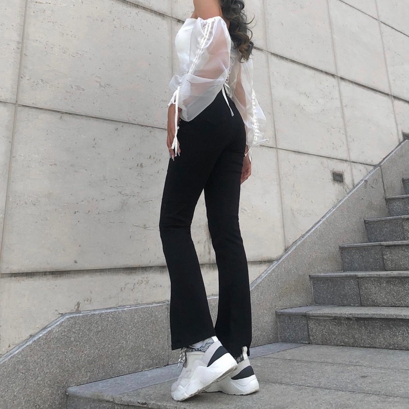 BÁN SỈ QUẦN JEAN LOE CẠP CAO M2441 MÀU ĐEN CHO NỮ