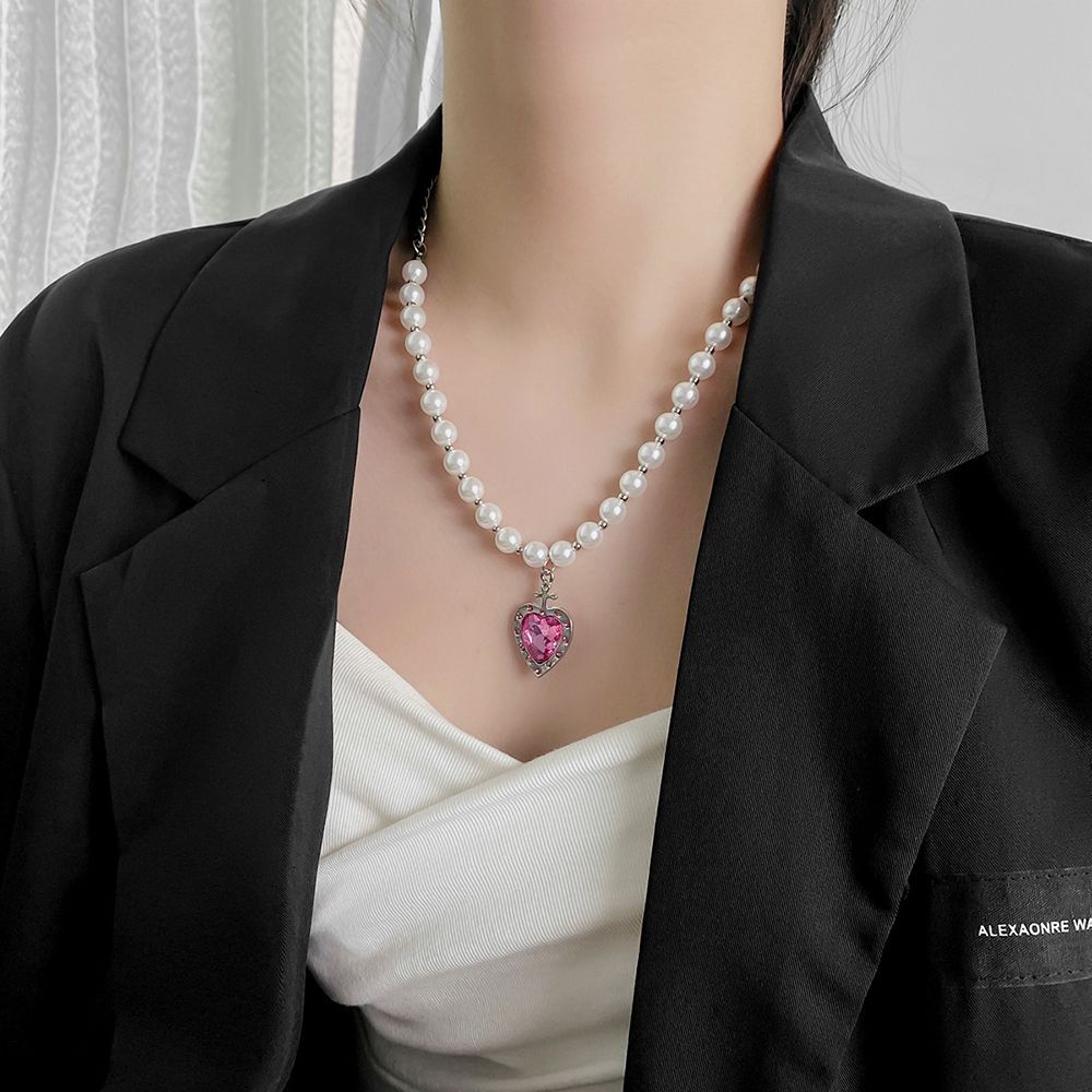 Vòng cổ mặt trái tim phong cách hip hop Hàn Quốc thời trang cho nữ