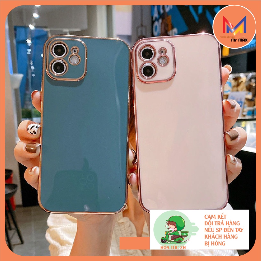Ốp Lưng Iphone Mềm Dẻo Sang Trọng Viền Mạ Vàng Cao Cấp Đơn Sắc Long Lanh Dành Cho IP X > 13Promax