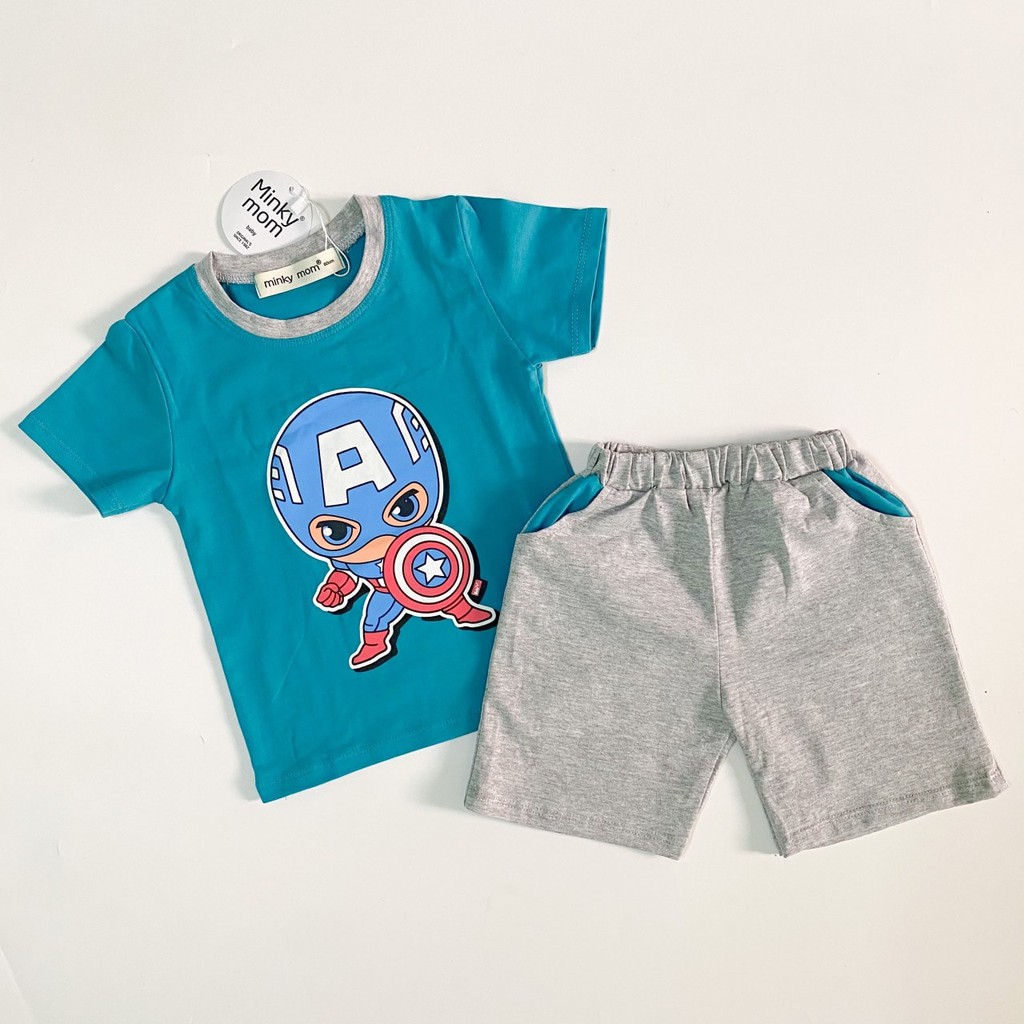 Set đồ bé trai MinKy Mom chất liệu cotton, họa tiết AVENGER siêu đáng yêu