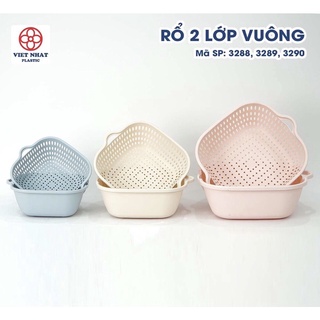 Bộ chậu rổ 2 lớp Việt Nhật mẫu vuông