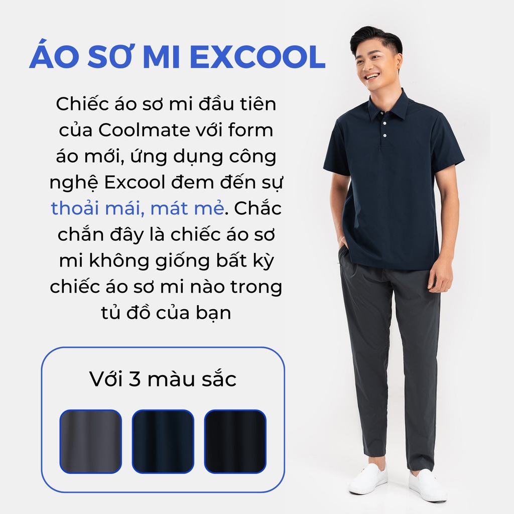 [Mã TOPMAY giảm đến 25k đơn 150k] [FREESHIP]Áo Sơ mi nam ngắn tay Excool Limited siêu nhẹ khử mùi - Thương hiệu Coolmate | BigBuy360 - bigbuy360.vn