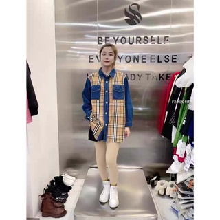 Áo sơ mi caro đắp túi nắp tay dài phối jean xanh!