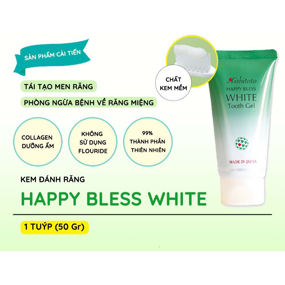 Combo Kem Đánh Răng &amp; Nước Súc Miệng AISHITOTO Happy Bless Làm Trắng Răng Và Loại Bỏ Mảng Bám