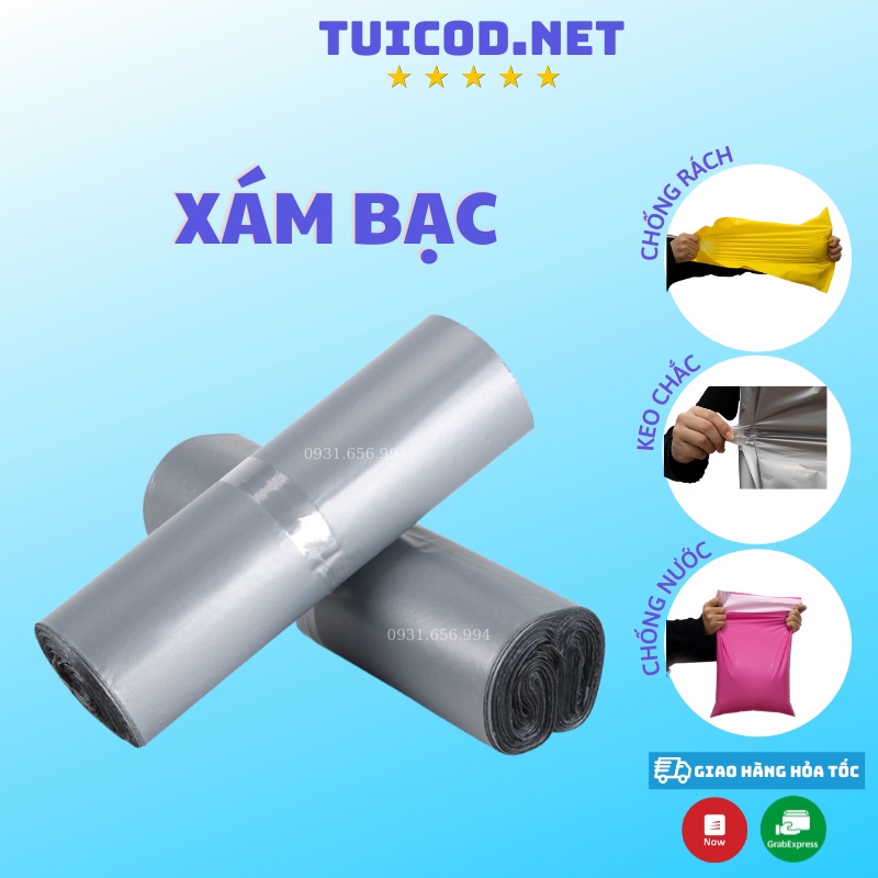 Túi Gói Hàng Màu Xám Bạc Cuộn 100 Cái Có Sẵn Keo Dán Niêm Phong Giá Xưởng