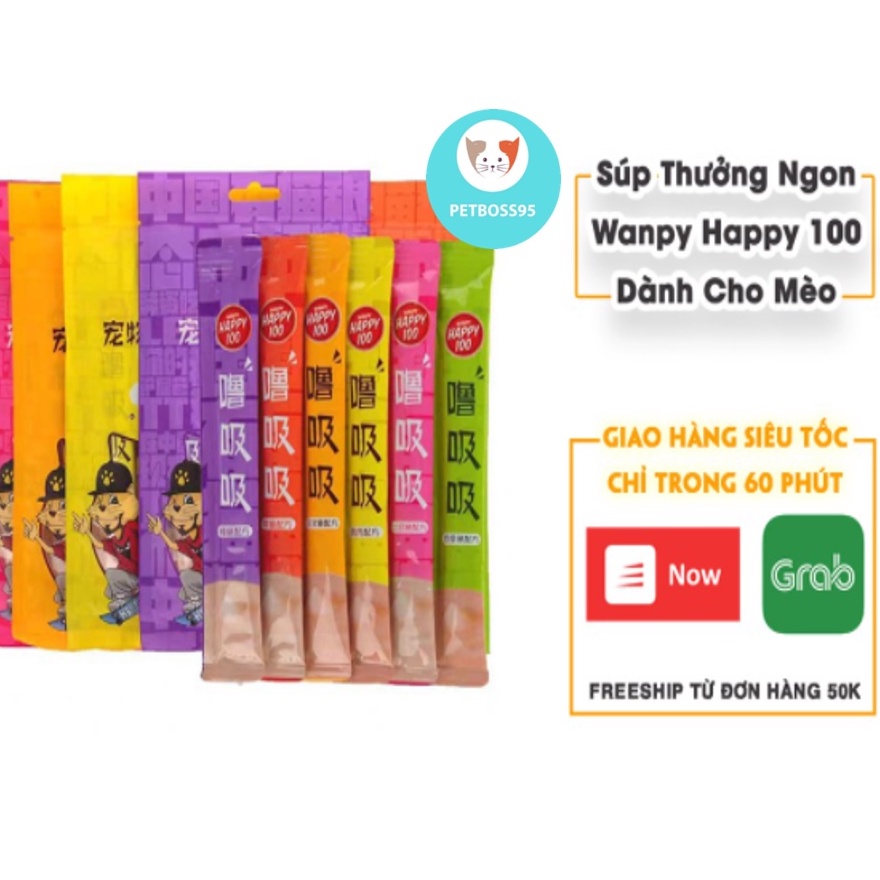 Súp thưởng Happy 100 cho mèo (5 thanh/gói)