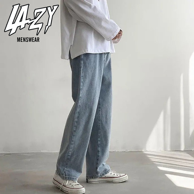 Quần JEAN dáng suông rộng LAZY BOUTIQUE quần bò trơn form rộng nam dễ phối đồ - Chất jean đẹp -  cam kết giặt không phai