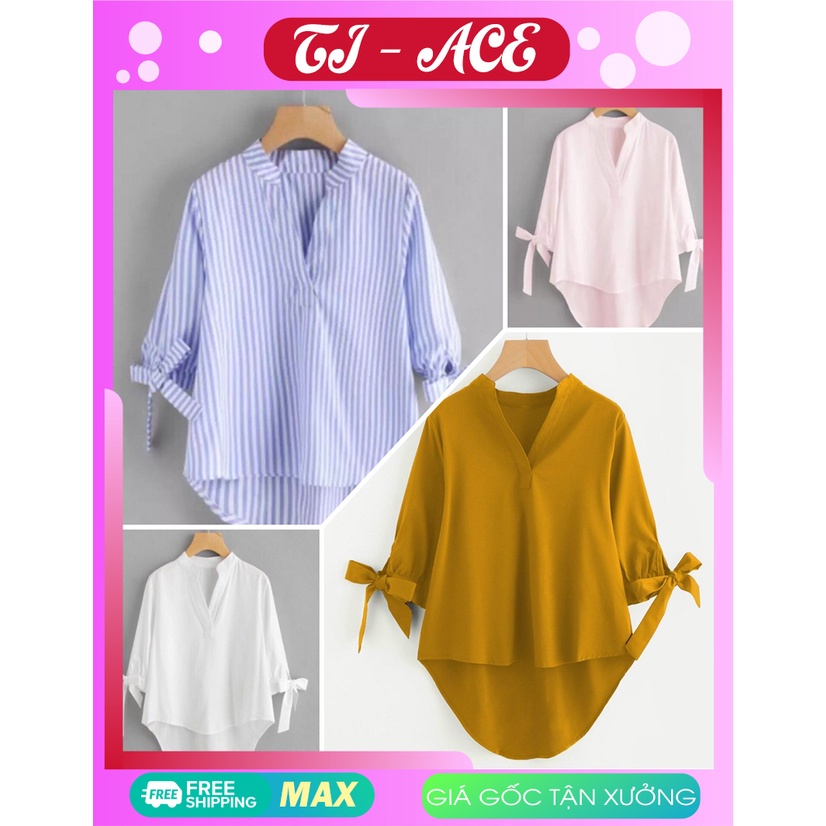 Áo Kiểu Cổ Trụ Tay Phối Nơ Thời Trang❣️𝑭𝒓𝒆𝒆𝒔𝒉𝒊𝒑❣️ÁO KIỂU NỮ CÔNG SỞ THỜI TRANG