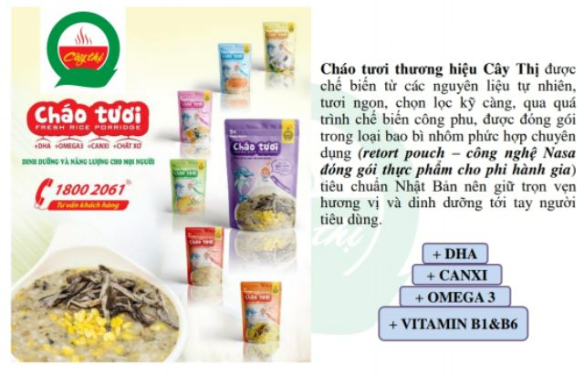Combo 10 gói 10 vị cháo gói tươi Cây thị và Sài Gòn FOOD
