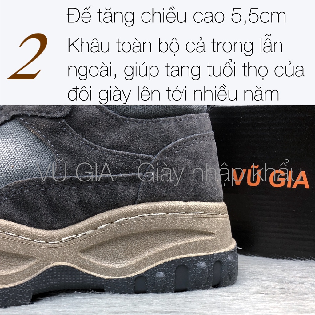 Giày nam cổ cao nhập khẩu chính hãng VŨ GIA Vải canvas chống xước phù hợp đi xe côn, đi phượt