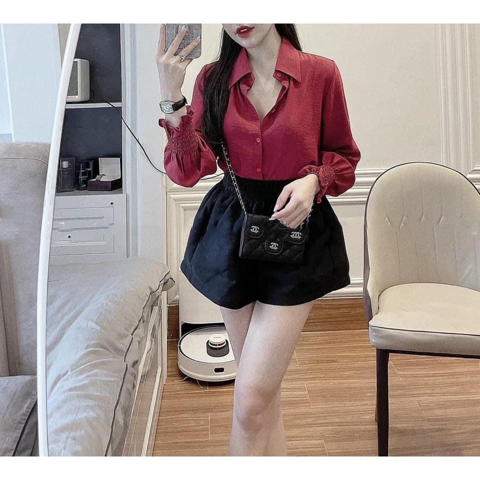 Áo sơ mi tay nhún đỏ sexy hàng đẹp