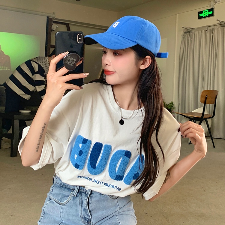 Áo Thun Tay Ngắn Cổ Tròn Thêu Họa Tiết Thời Trang Dành Cho Nữ