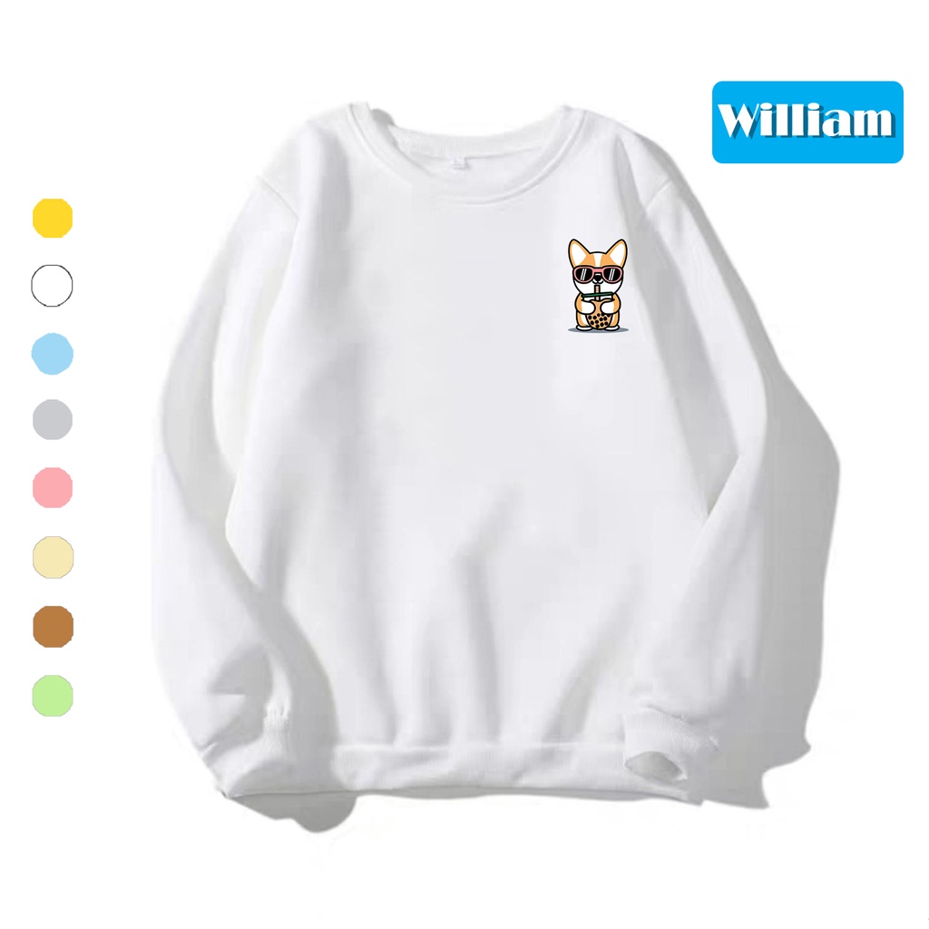 Áo sweater nam nữ in hình Cún cực cute chất nỉ dày dặn, hợp làm áo cặp William - DS196