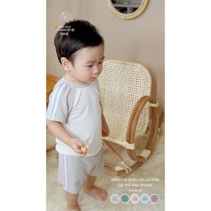 HRNEE ! Giảm 15%Bộ cộc tay quần đùi thể thao chobé 6m-4y chất liệu Modal super siêu mềm, siêu thấm, an toàn cho trẻ nhỏ!