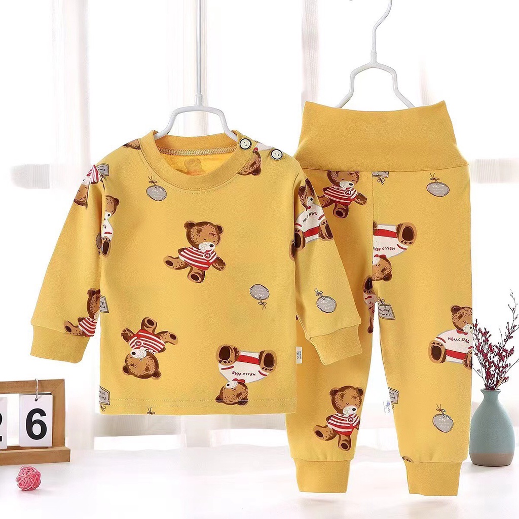 Bộ cotton cạp cao giữ ấm bụng cho bé hàng qccc
