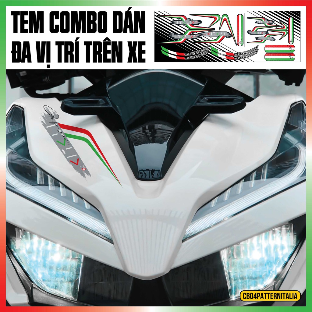 Tem Xe Máy Italia Partent Dán Đa Vị Trí Trên Xe | 2CBPATENITALIA | Chất Liêu PVC 5 Lớp Chống Nước, Chống Thấm