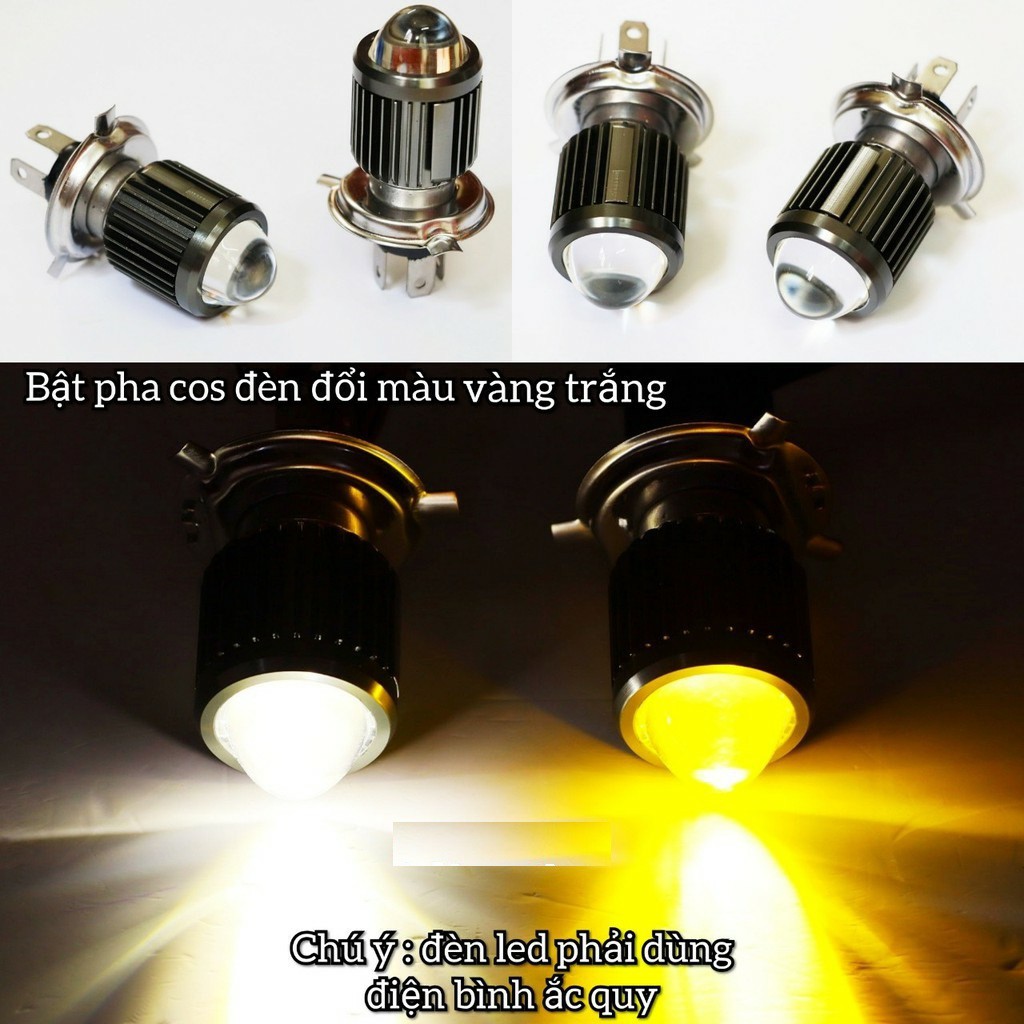 [Vin Store] - Đèn Led Mini bi cầu chân H4 (Cos Vàng - Pha Trắng)