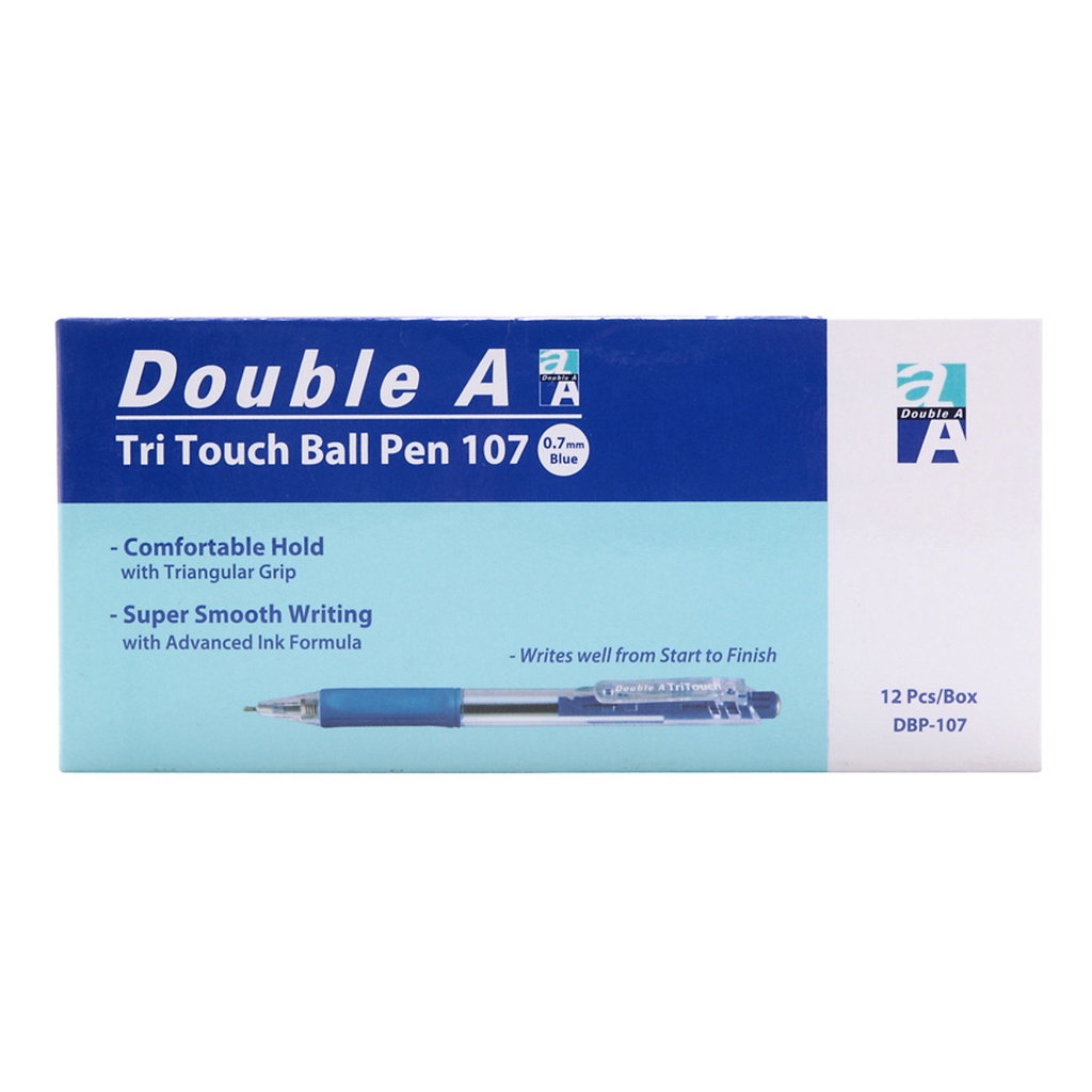 Bút bi xanh Double A Tritouch ngòi 0,7mm - Bút bi mực xanh văn phòng phẩm - MIYABI STORE