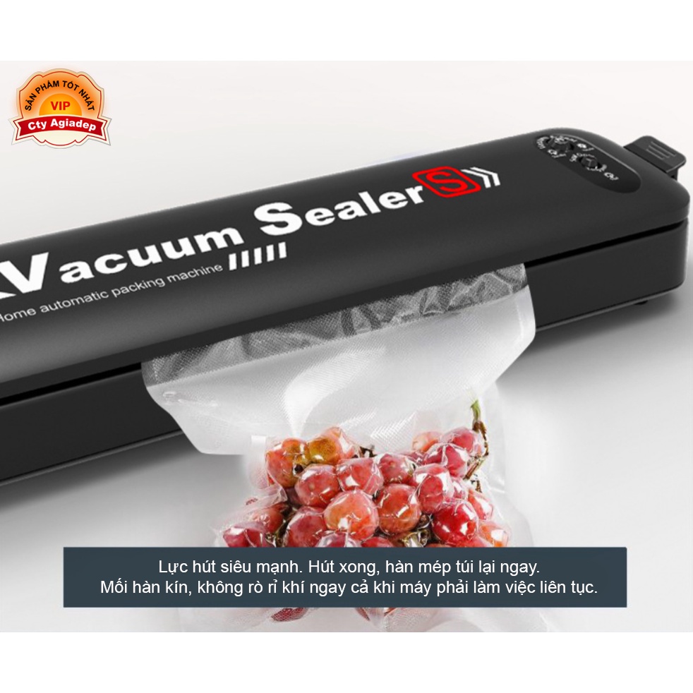 Máy hút chân không thực phẩm kiêm hàn miệng túi Vacuum Sealer  bảo quản thực phẩm tốt - Tặng 10 túi cao cấp